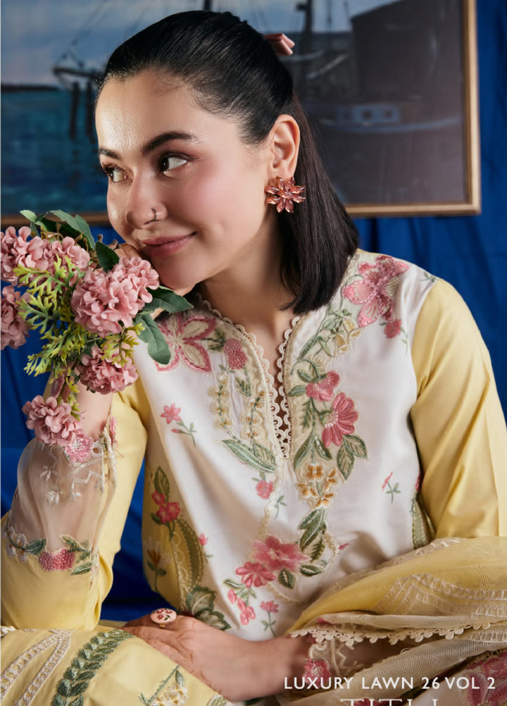 Maryam Hussain Unstitched Embroidered Lawn 3 Piece Suit MH26ULF Titli - Festive Collection
