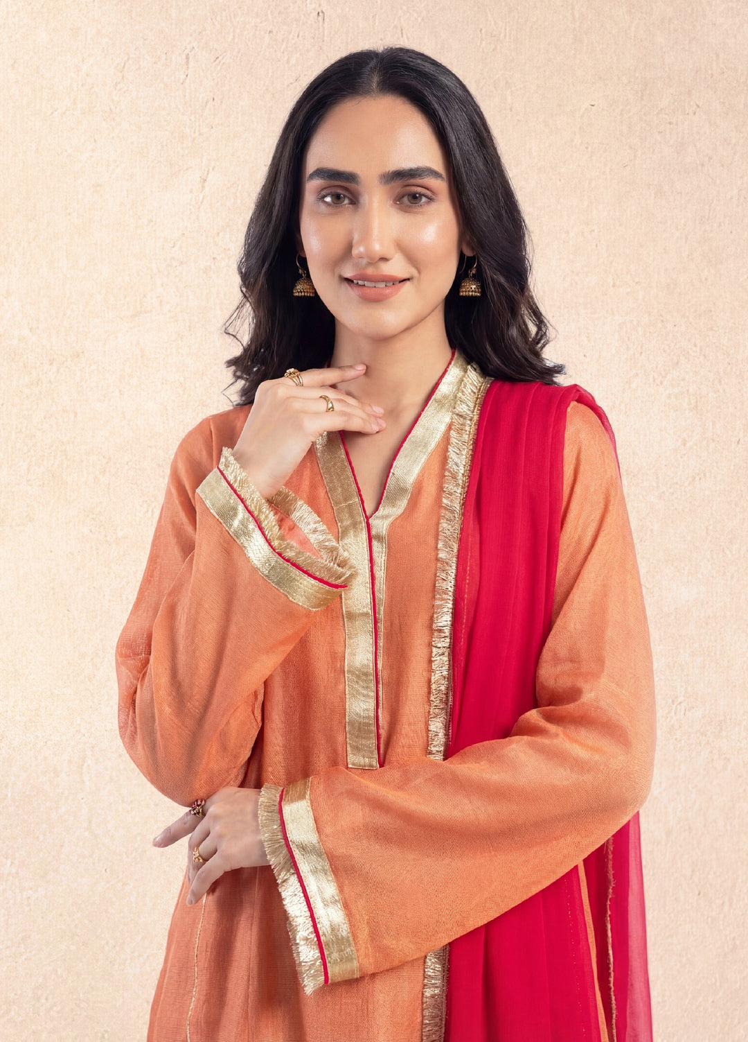 Dareecha by Daak RTW Embroidered Cotton Silk 3 Piece Suit MKS-P MISHRY MKS-P - Festive Collection