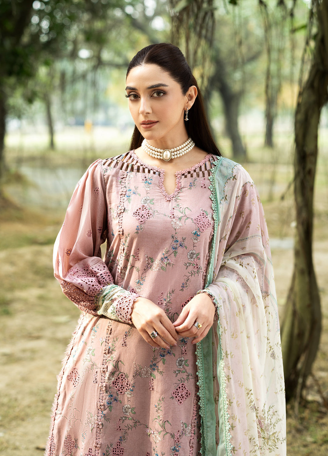 Elaf Premium Chikankari Unstitched Printed Lawn 3 Piece Suit EL26UPC ERC-8A SAHAA - Summer Collection