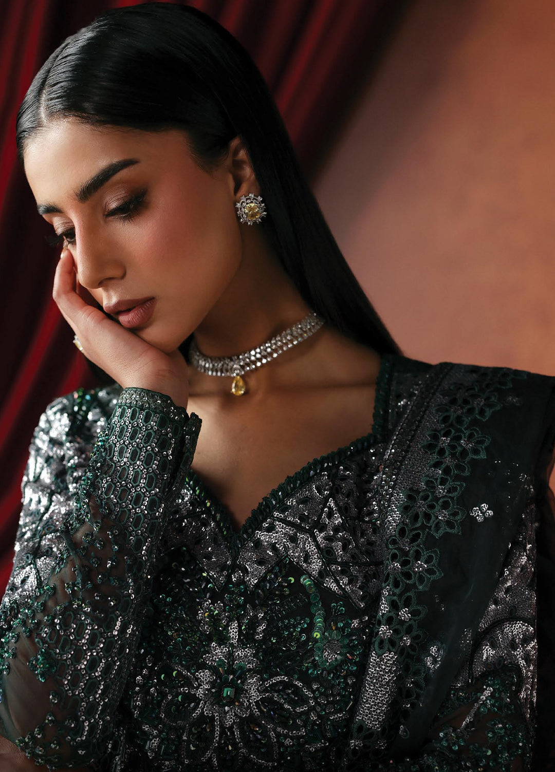 La Fuchsia by Afrozeh Unstitched Hand work Organza 3 Piece Suit AF26ULF Hierophant FWU-0073 - Wedding Collection