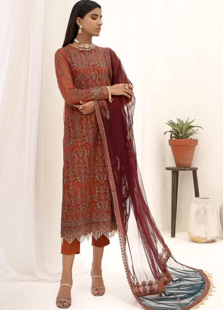 Zarif Women Unstitched Embroidered Net 3 Piece Suit ZR26UFC ZN 05 Iris - Festive Collection