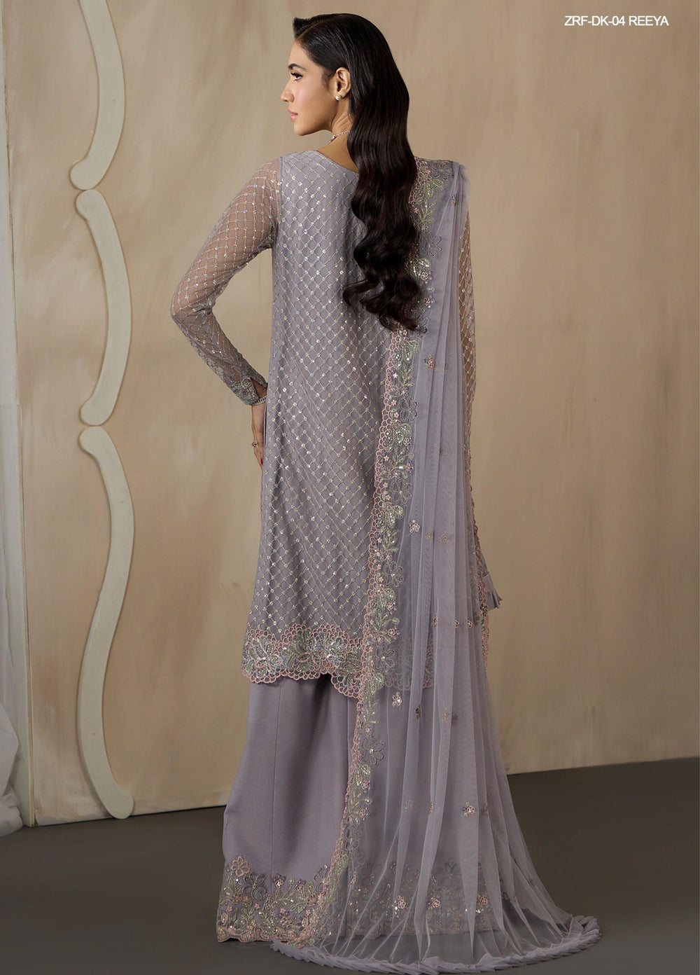 Dharkash by Zarif Unstitched Embroidered Net 3 Piece Suit ZR26UDN ZRF-DK-04 REEYA - Festive Collection