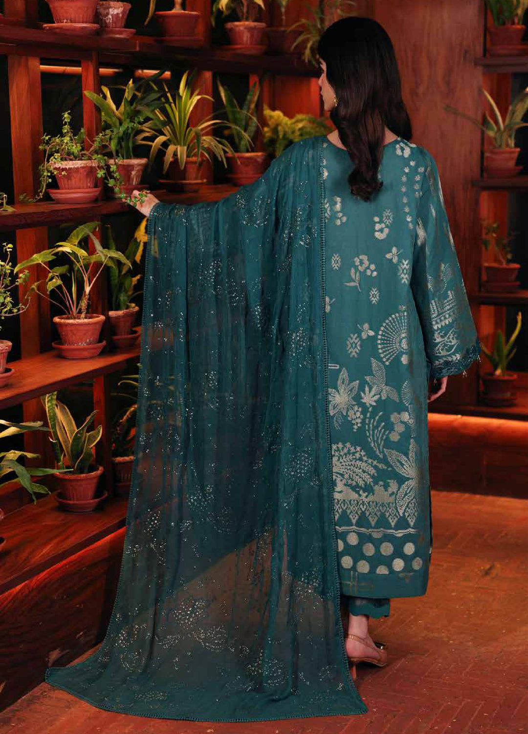 Nureh Exclusive Unstitched Embroidered Lawn Jacquard 3 Piece Suit NU26EU NE-224 - Festive Collection