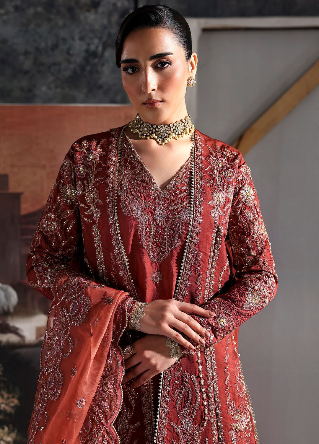 Seraphine by Zarposh Unstitched Embroidered Shisha Silk 3 Piece Suit Amorette - Wedding Collection