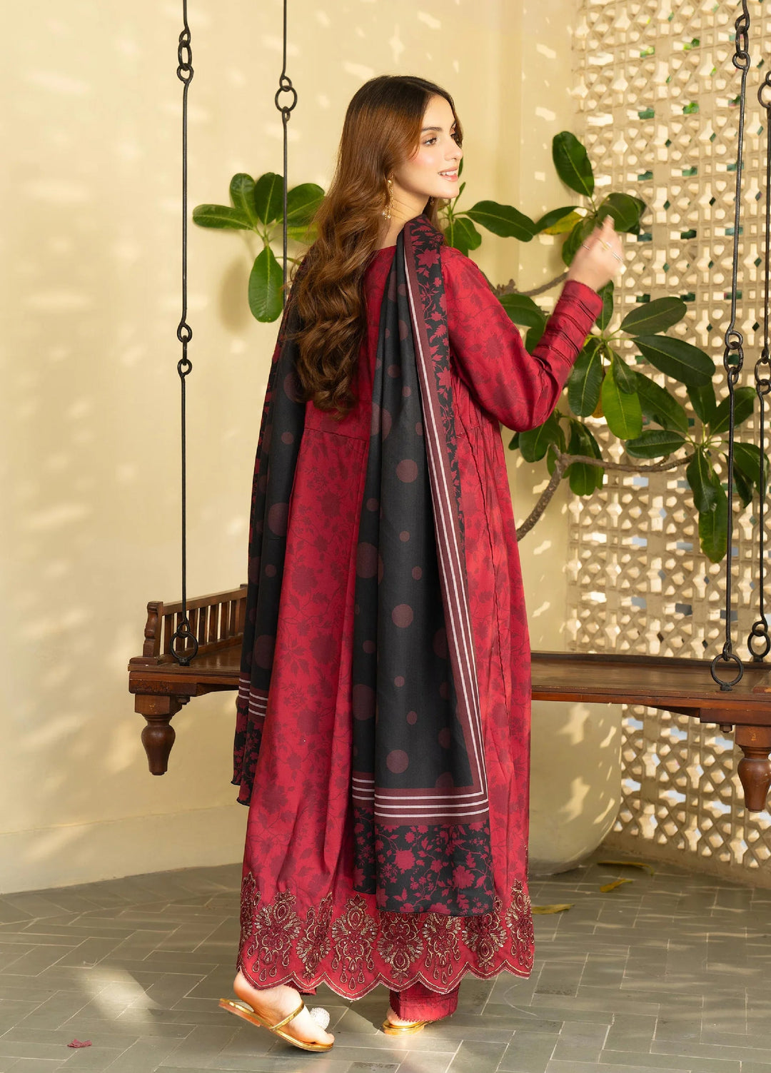 Mah e Noor Intermix by Panache 3 Piece Khaddar Merlot - Winter Collection