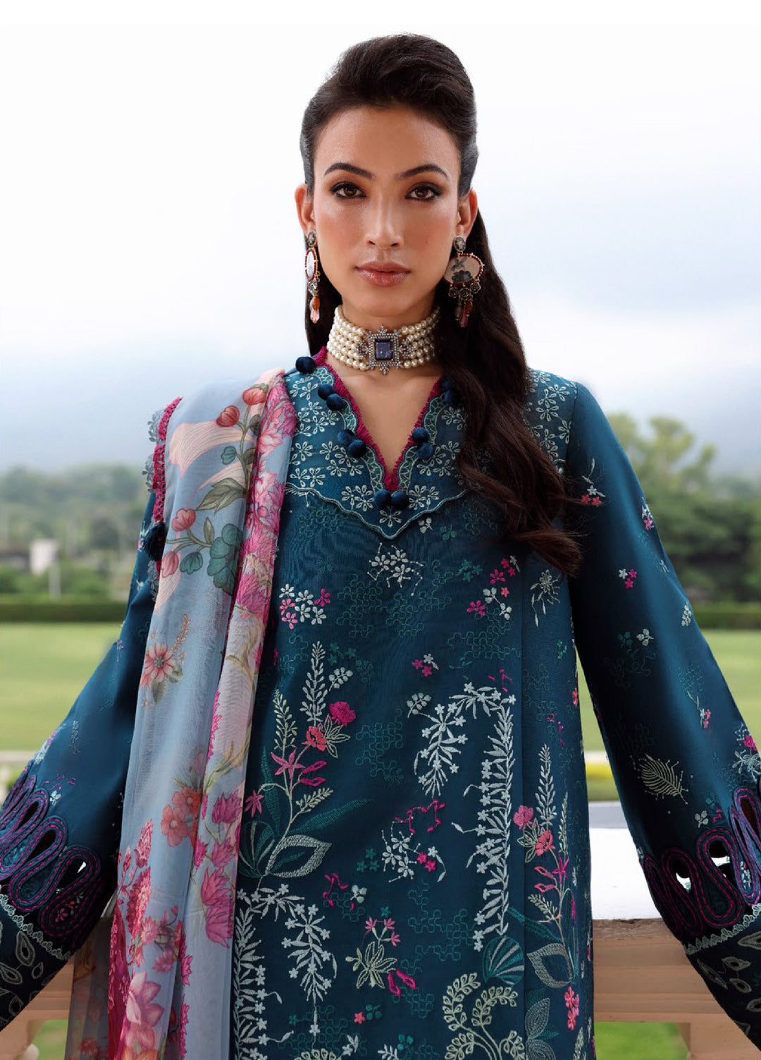 Lilas by Republic WomensWear Unstitched Embroidered Lawn 3 Piece Suit RW26ULL D-5A - Eid Collection