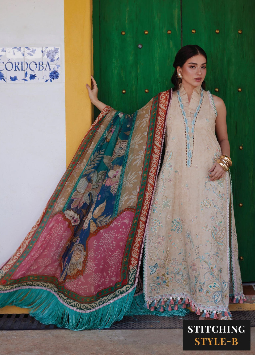 Farah Talib Aziz Unstitched Embroidered Lawn 3 Piece Suit FTA26UL FTA-12 ISABELLA SAND - Summer