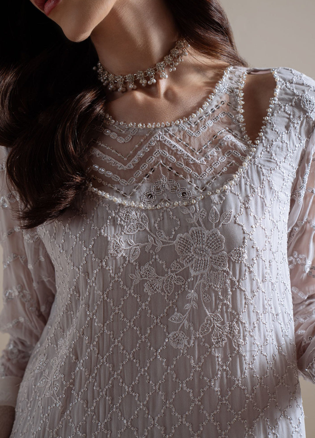 Luxe Atelier by Cross Stitch Unstitched Embroidered Chiffon 3 Piece Suit CS26ULA D-4 Moonlit Mist - Festive Collection