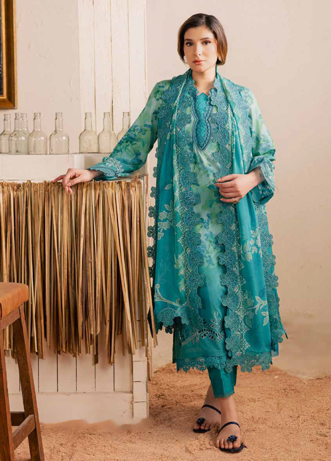 Gardenia by Nureh Unstitched Embroidered Lawn 3 Piece Suit NU26ULG NSG-221 - Summer Collection
