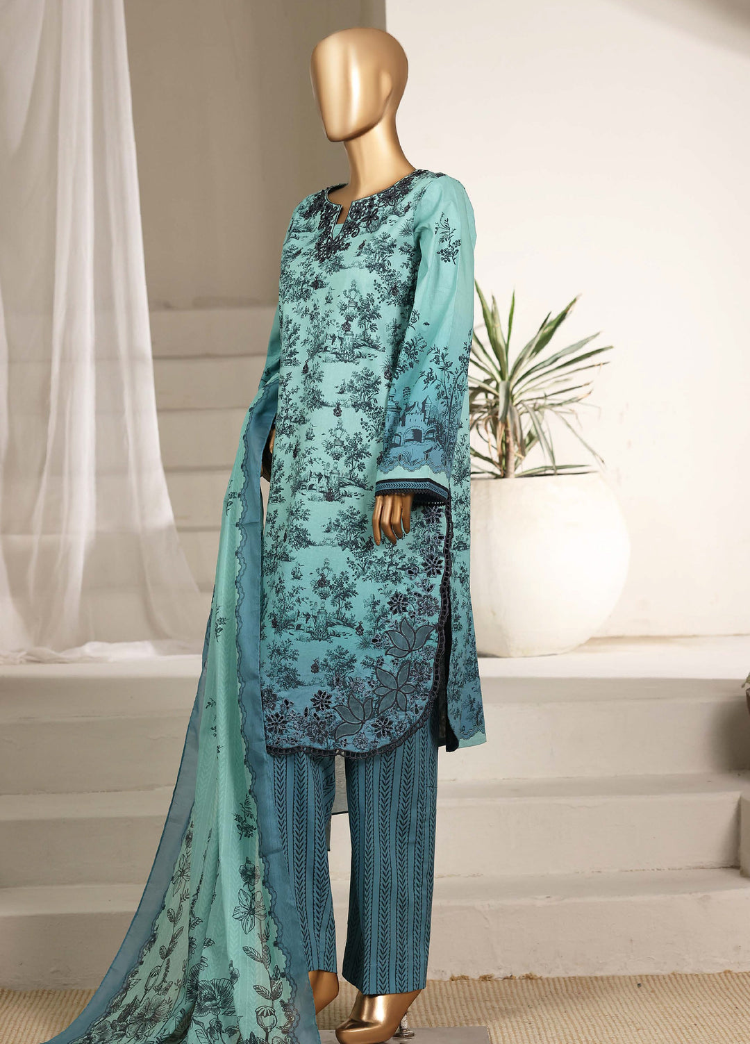 Guldozi by HZ Textiles RTW Embroidered Lawn 3 Piece Suit CPE-3P-026 - Summer Collection