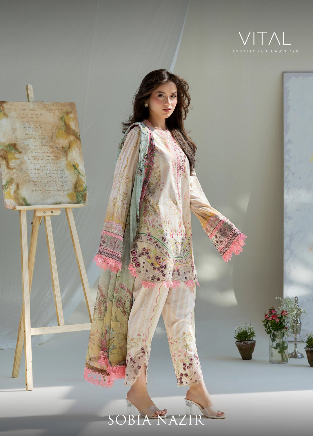 Vital by Sobia Nazir Unstitched Embroidered Lawn 3 Piece Suit SN26UVL 2A - Summer Collection