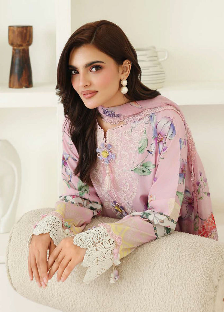 Petals in Print by Roheenaz Unstitched Printed Lawn 3 Piece Suit RN26UPP Pink Veil RUNSS260909 - Summer Collection