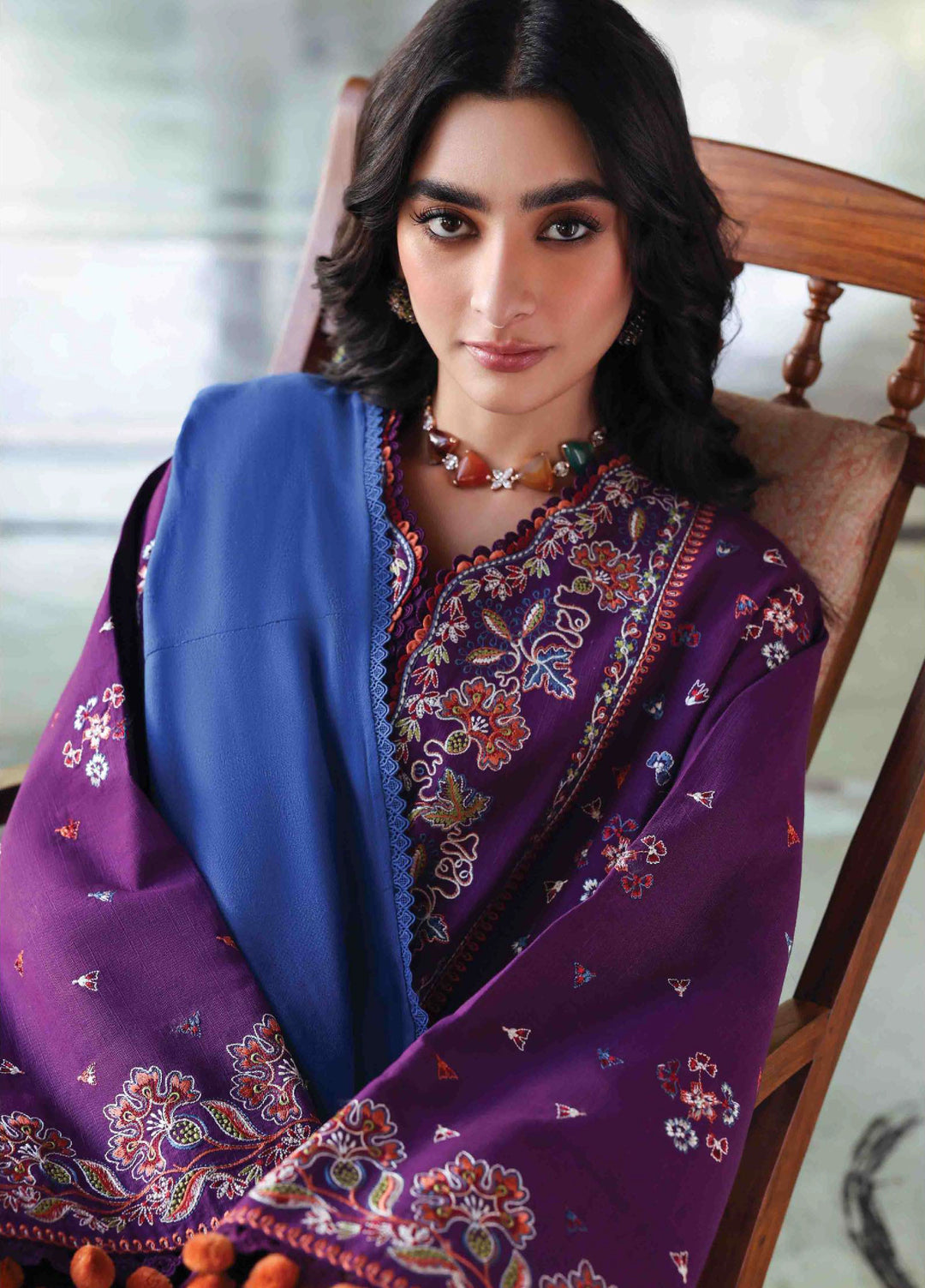 Amaris by Republic Womenswear Unstitched Luxury Shawl Khaddar Embroidered Suits 3 Piece RW25AS D-3 - Winter Collection
