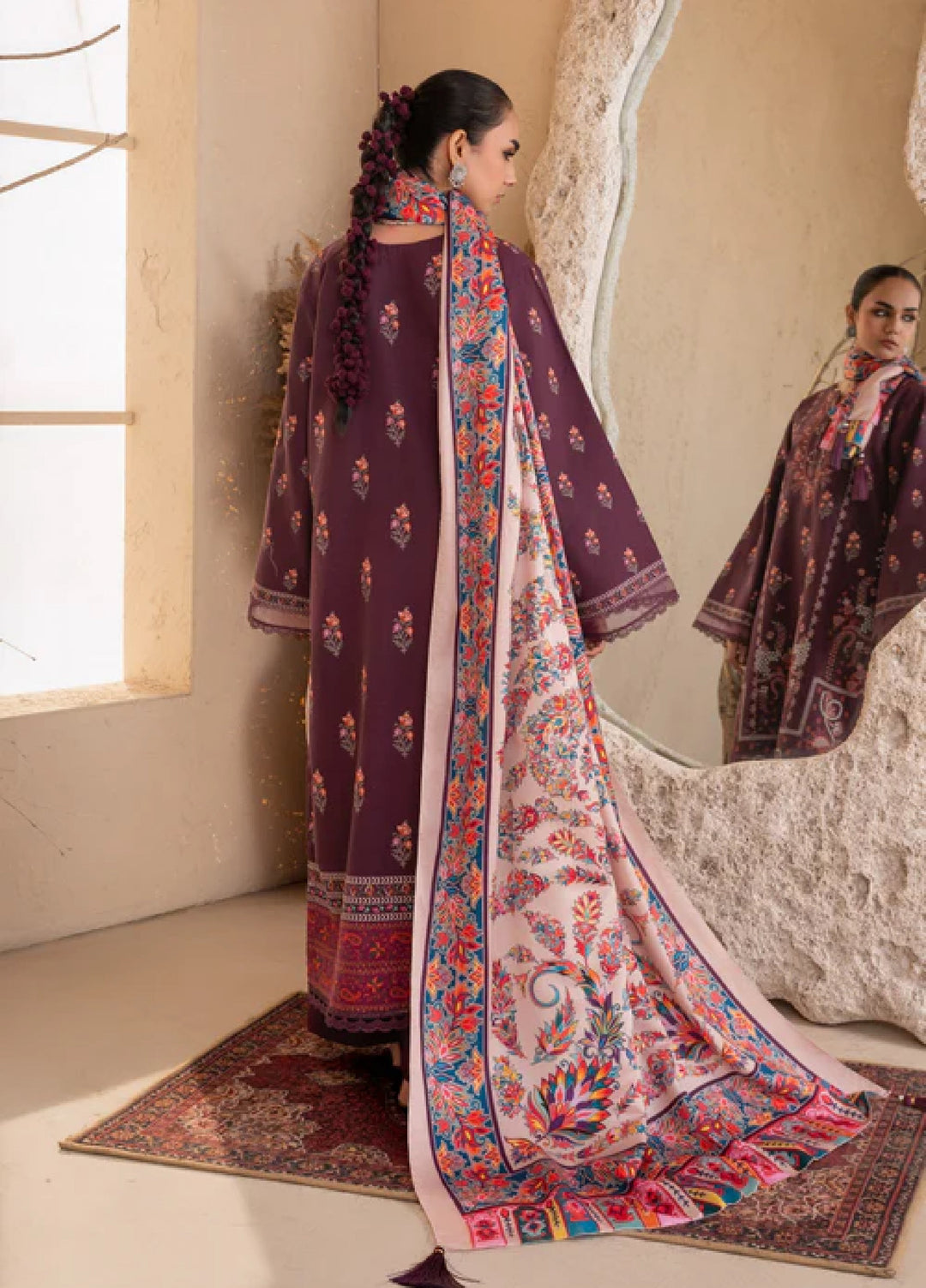 Jugnu by Chandan Nagri Women Pret Embroidered Khaddar 3 Piece Suit Dina - Winter Collection