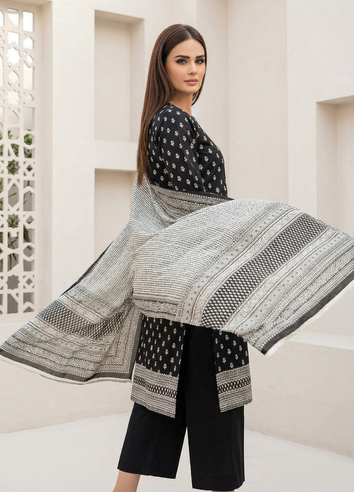 Black N White by Regalia Textiles Unstitched Printed Lawn 3 Piece Suit RG26ULBW D9 - Casual Collection