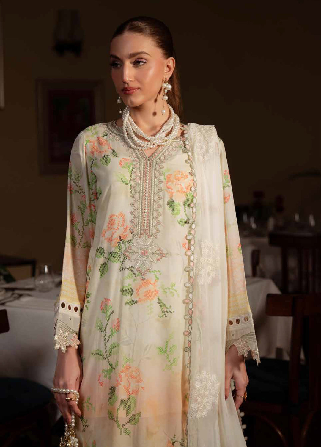 Maya by Nureh Unstitched Embroidered Swiss Lawn 3 Pcs Suit NU26UM NS-163 - Summer Collection