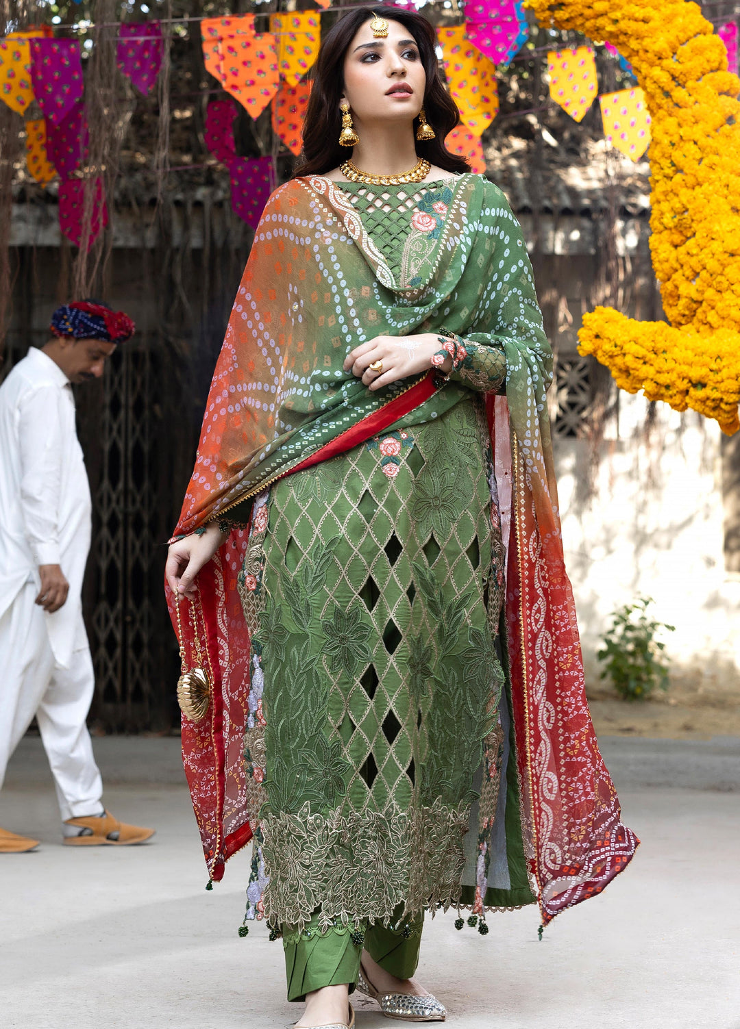 Bandhani by Al Zohaib Unstitched Embroidered Premium Lawn 3 Piece Suit AZ26UB D-1 - Summer Collection