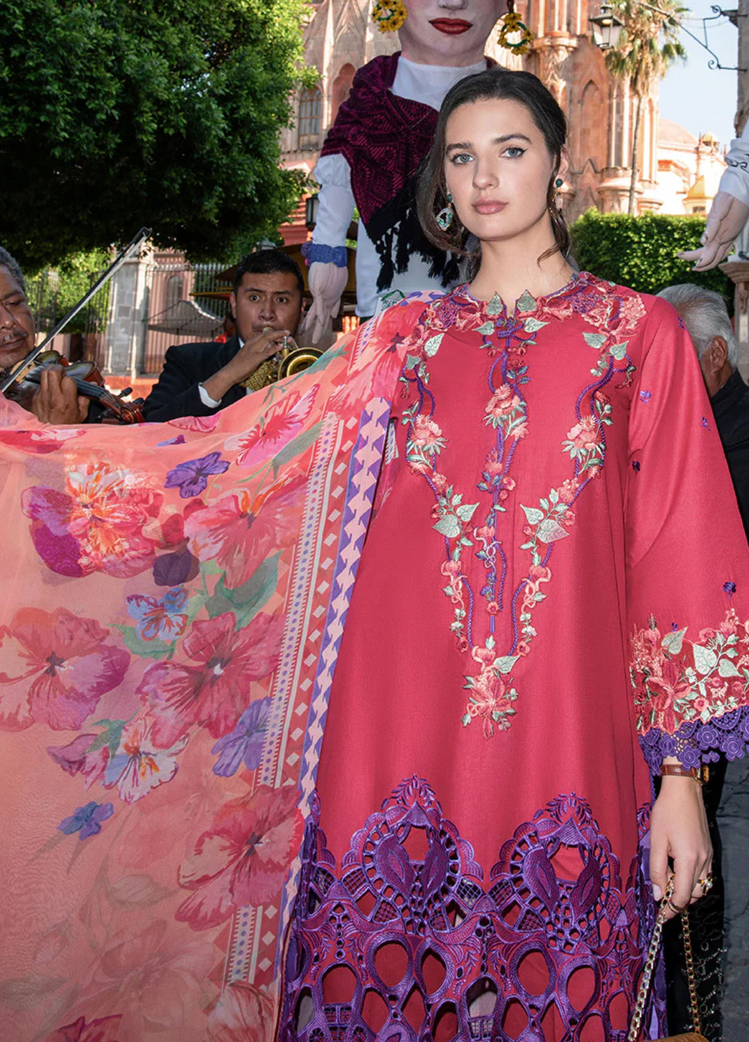 Hemline Odyssey by Mushq Unstitched Embroidered Lawn 3 Piece Suit MU26UHO HUNSS250407 NICOLAS - Summer Collection