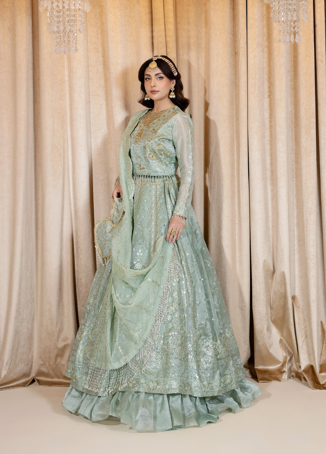 Maah-e-Noor Raum by Sarb Unstitched Embroidered Zari Tissue 3 Piece Suit RS26UMN MWF-07 - Wedding Collection