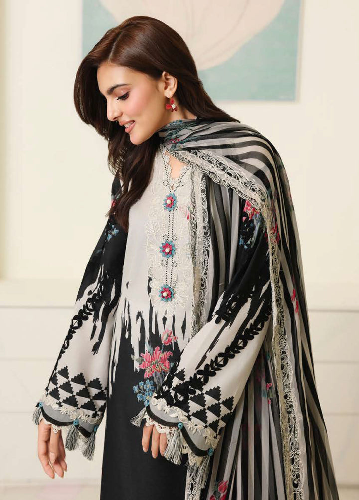 Petals in Print by Roheenaz Unstitched Printed Lawn 3 Piece Suit RN26UPP Black Petals RUNSS260904 - Summer Collection