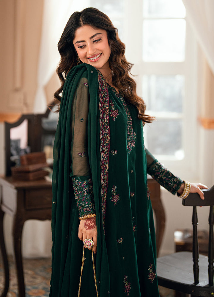 Eid Ensembles by Azure Unstitched Embroidered Chiffon 3 Piece Suit AZ26UEE ES-131 Glimmer Green - Eid Collection