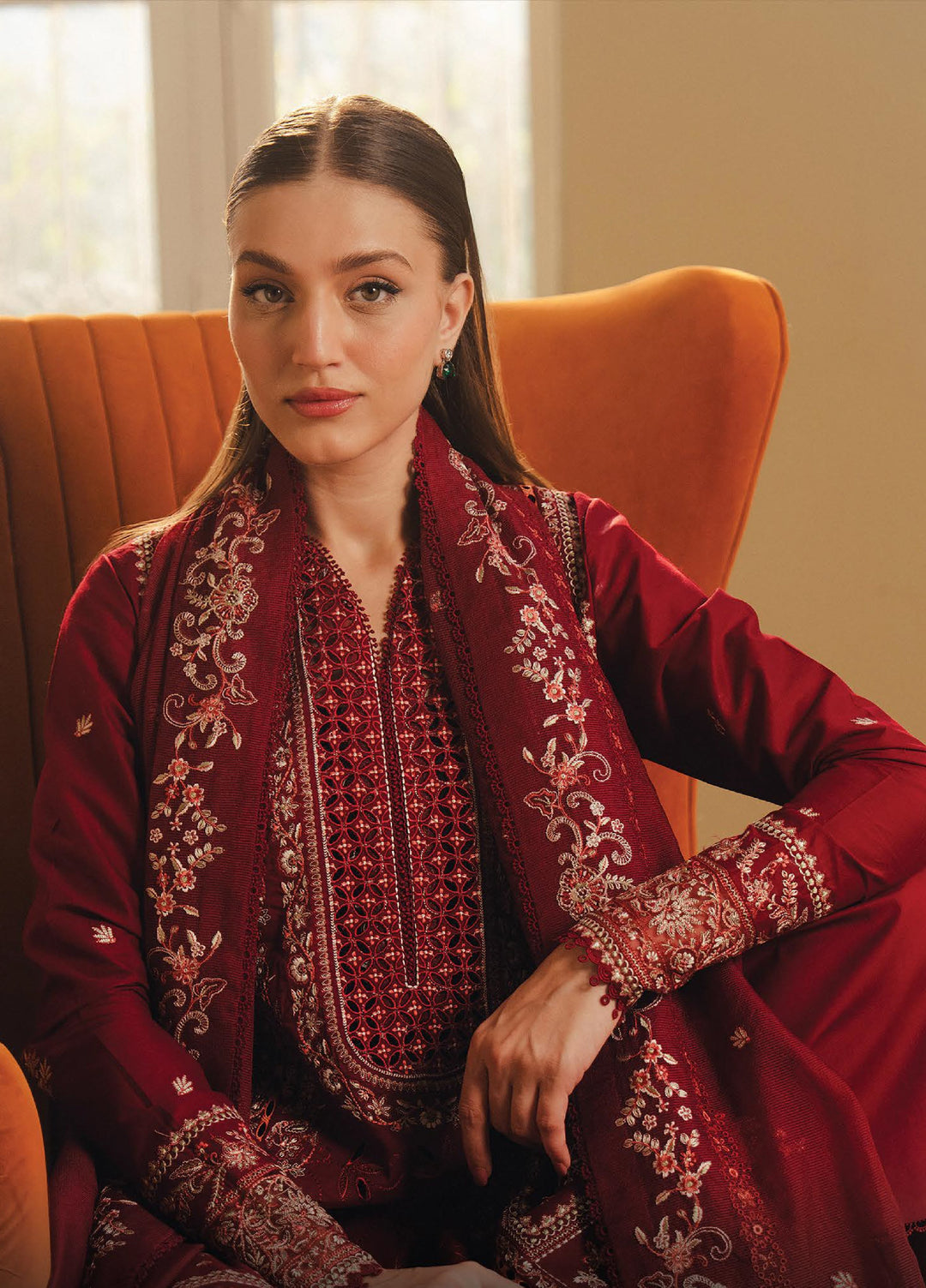 Daybreak by Afrozeh Unstitched Printkari Embroidered Lawn 3 Piece Suit AF26UDB D-8 SUNDROWN - Summer Collection