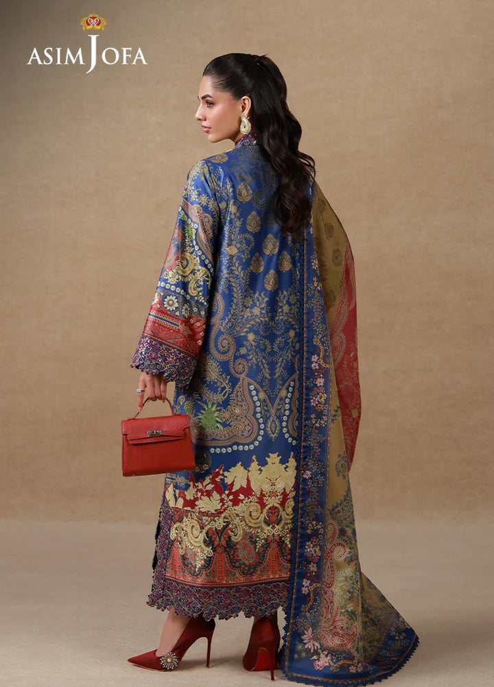 Asim Jofa Unstitched Printed Silk 3 Piece Suit AJ26UPS AJULSC-01 - Casual Collection