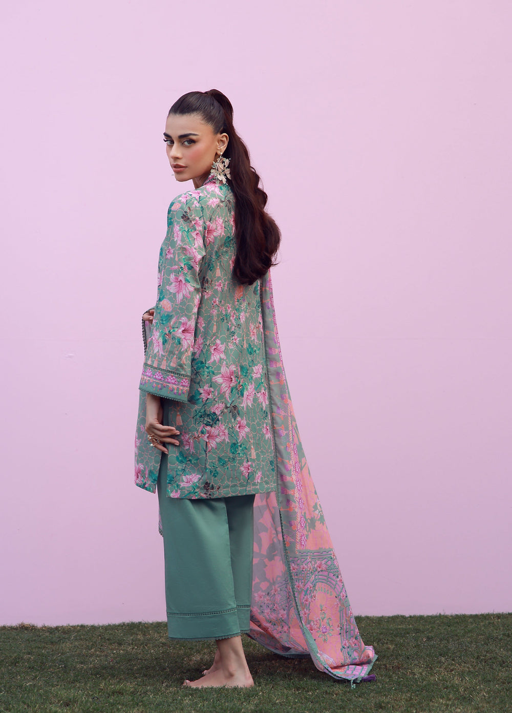 Mirha by Sahar Unstitched Printed Lawn 3 Piece Suit SS1-26-19 Olive Blush Reverie - Summer Collection