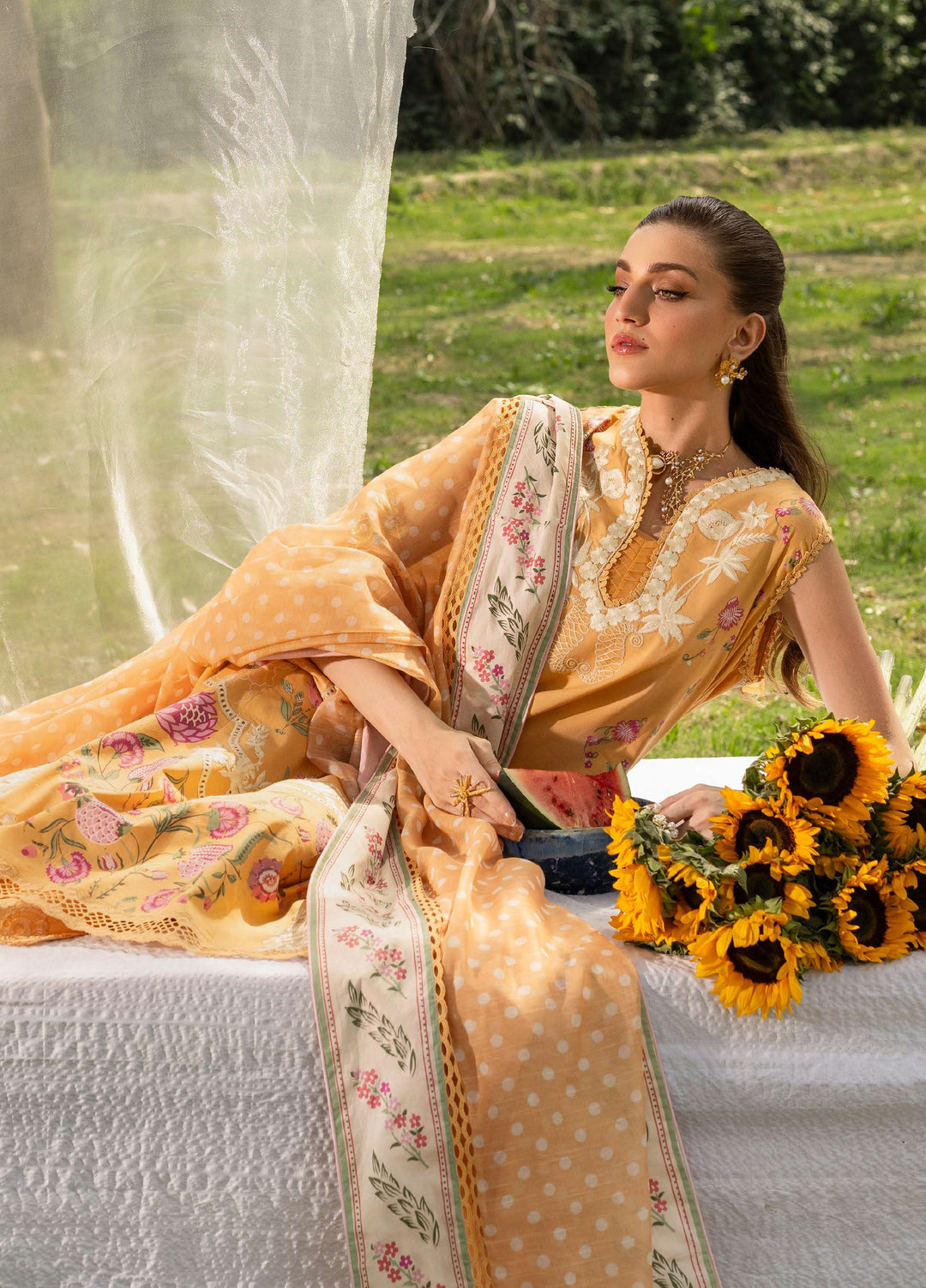 Bloom by Saira Shakira Unstitched Embroidered Lawn 3 Piece Suit SSR26ULB LILY-02A - Eid Collection
