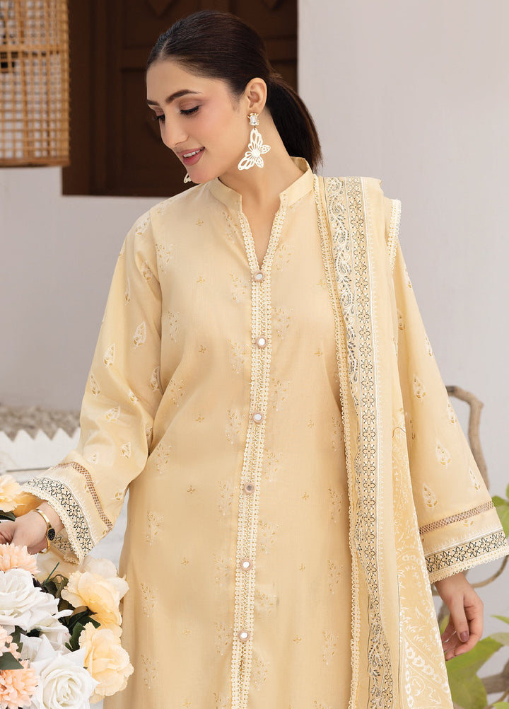 Regalia Textiles Premium Printed Gold Paste Unstitched Lawn 3 Piece Suit RG26UPG D-5 - Summer Collection