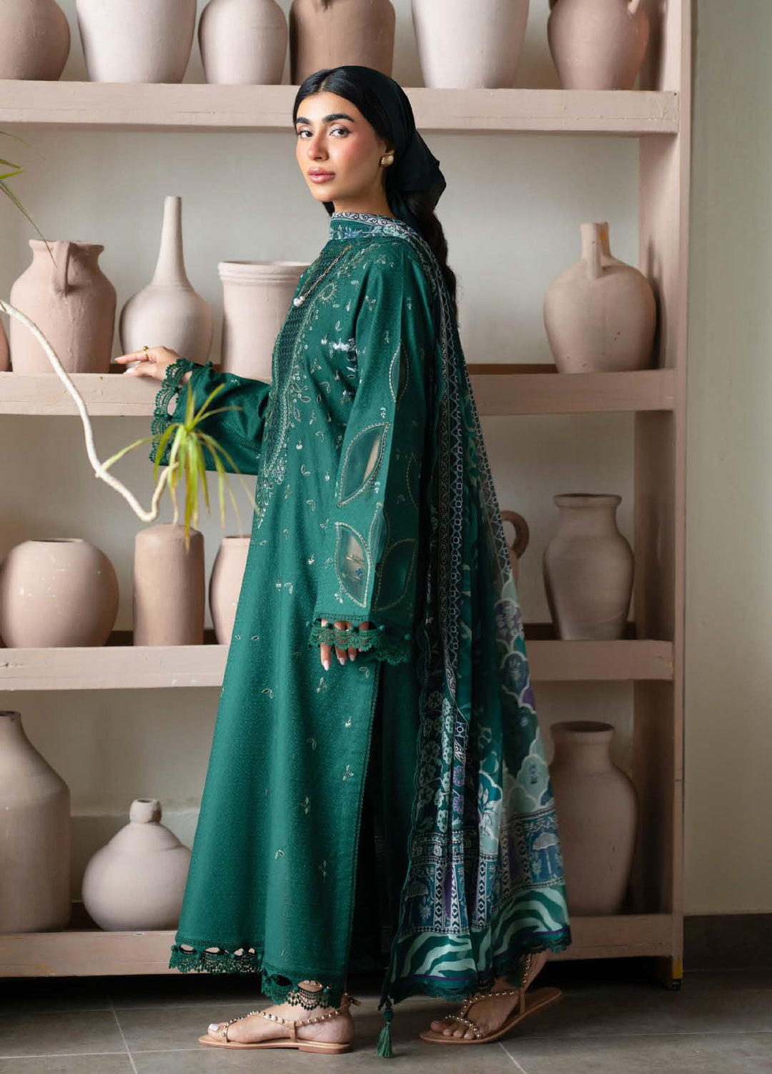Raha by Nureh Unstitched Embroidered Jacquard Lawn 3 Piece Suit NU26URJ NE-234 - Festive Collection