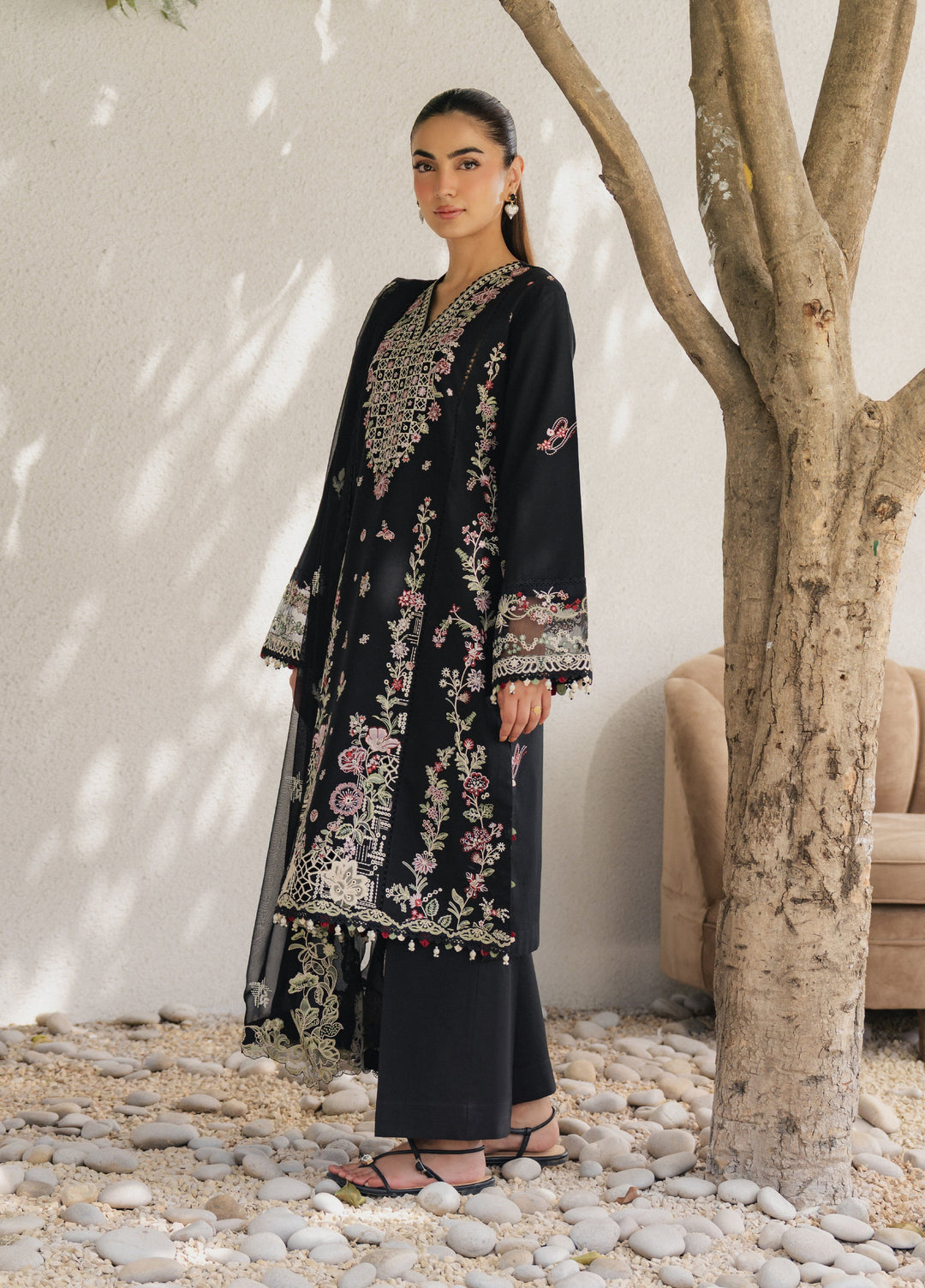Eclat Premium by Seran Unstitched Embroidered Lawn 3 Piece Suit SN26ULE Noirea D-03 - Summer Collection