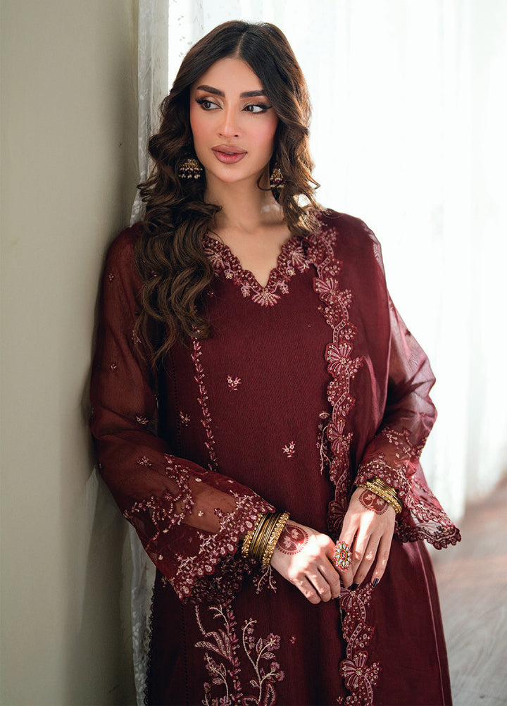Eid Ensembles by Azure Unstitched Embroidered Khaddi Net 3 Piece Suit AZ26UEE ES-137 Hibiscus - Eid Collection
