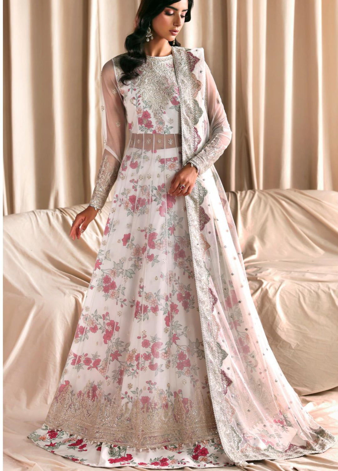 Sirayya by Zarif Unstitched Embroidered Net Sequence 3 Piece Suit ZR26US CHASHNI 03 - Wedding Collection