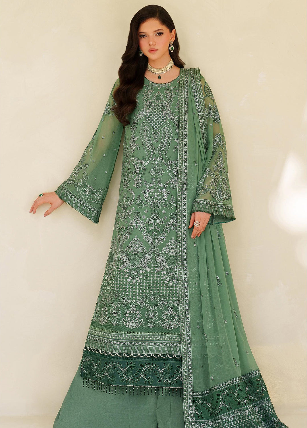 Meesa by Zarif Unstitched Chiffon Embroidered Suits 3 Piece ZAF25MF ZRF-ML-08 JIROON - Winter Collection