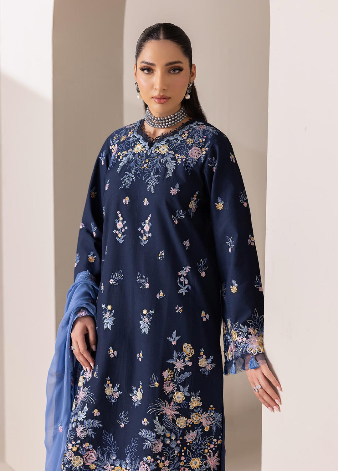 RajBari Exclusive Unstitched Embroidered Lawn 3 Piece Suit RB26UE D-7 - Summer Collection