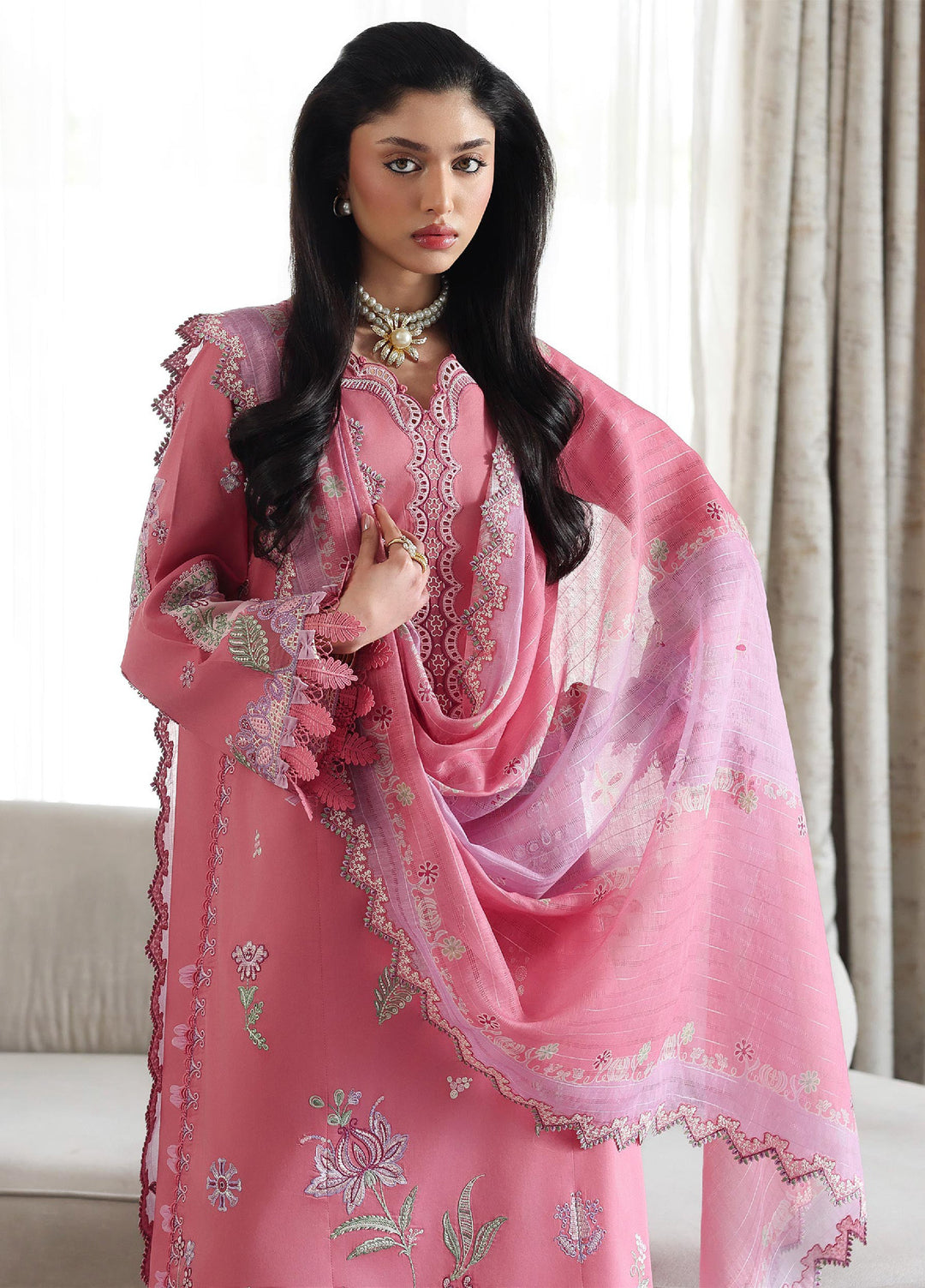 Q Line by Qalamkar Unstitched Embroidered Lawn 3 Piece Suit QLK26ULQ ABEER QKL-2 - Festive Collection