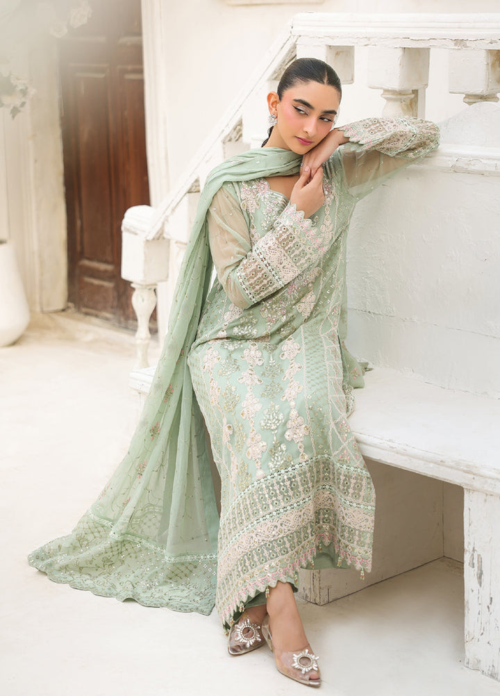 Lamhay by Shamooz Unstitched Embroidered Chiffon 3 Piece Suit SHM26UL Lime Green - Festive Collection