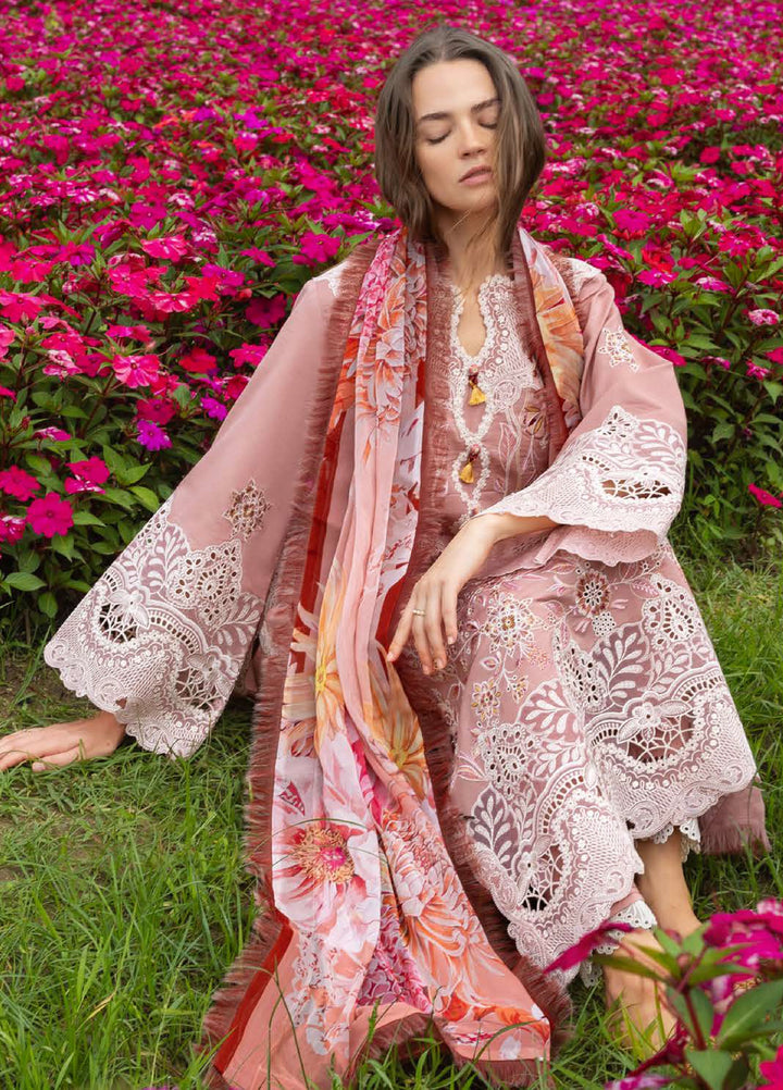 The Secret Garden by Mushq Hemline Unstitched Lawn 3 Piece Suit MU26USG D-16A Peach Blossom - Summer Collection