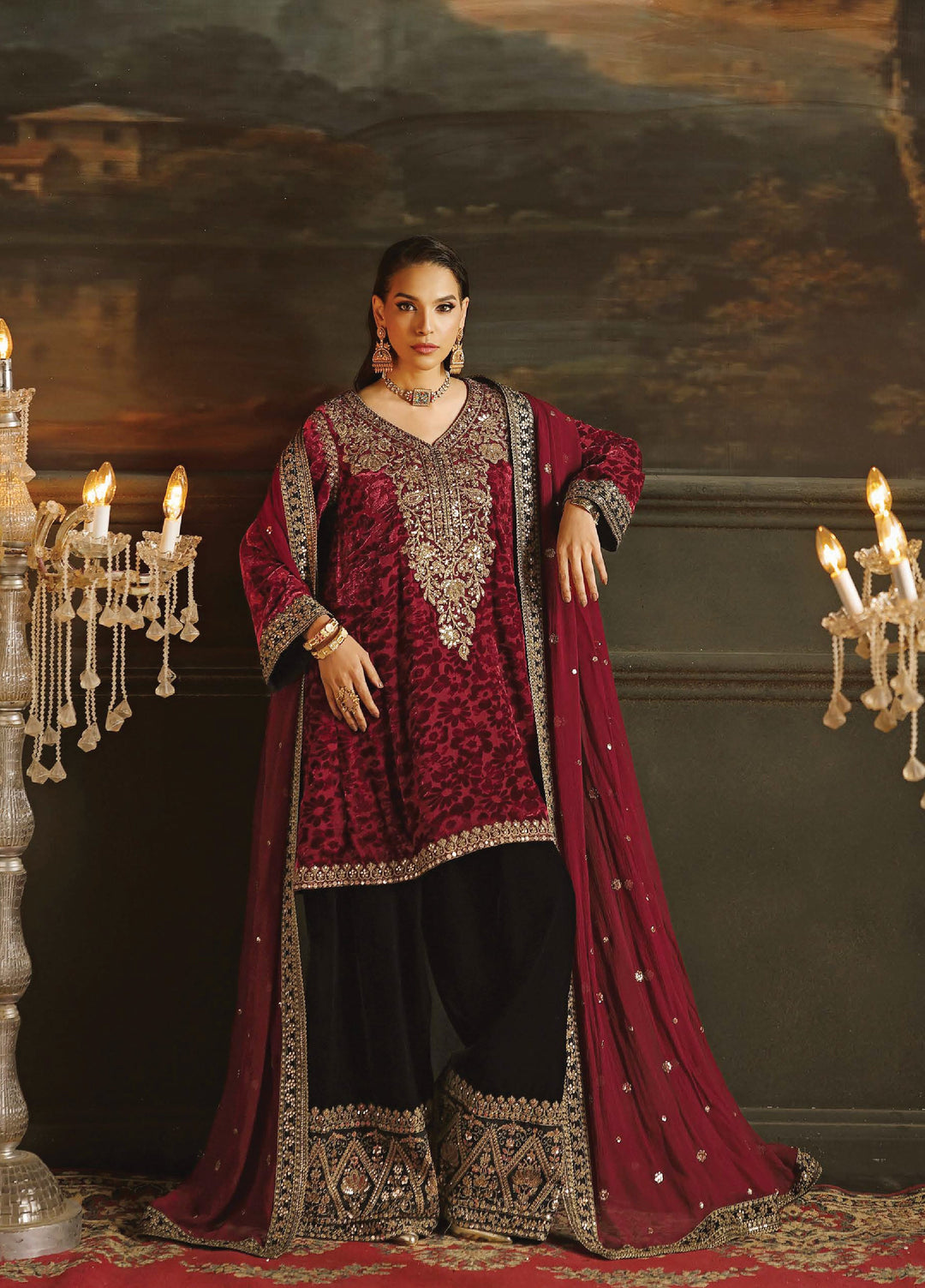 Signora by Charizma Unstitched Velvet Embroidered Suits 3 Piece CRZ25SV CVT5-15 - Festive Collection
