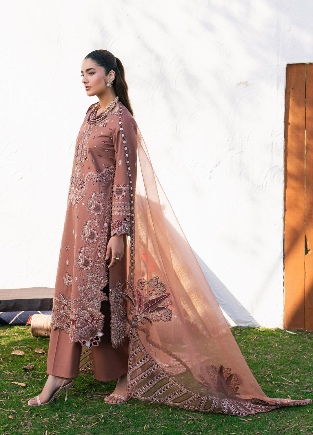 Aura of Flora by Zarizaa Unstitched Embroidered Luxury Lawn 3 Pcs Suit ZZ26UAFL ZA10-3ULE07B-2602 MAGMA - Summer