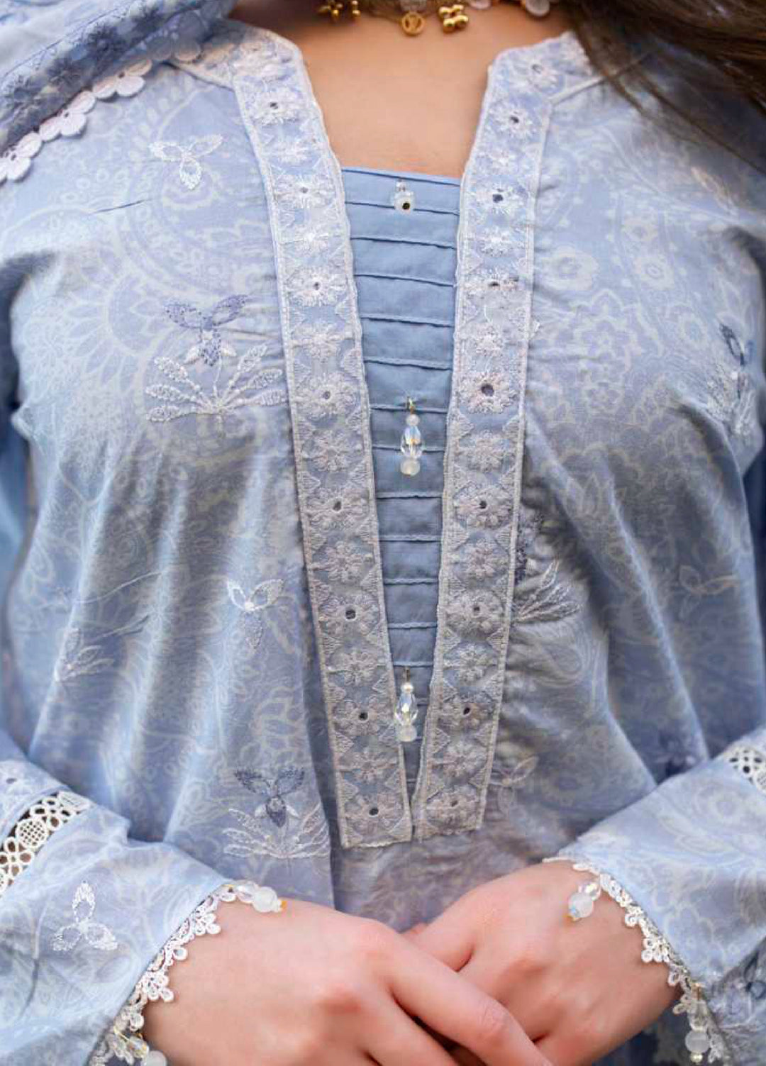 AL Zohaib Dhagakari Unstitched Embroidered Lawn 3 Piece Suit AZ26UD D-11 - Summer Collection