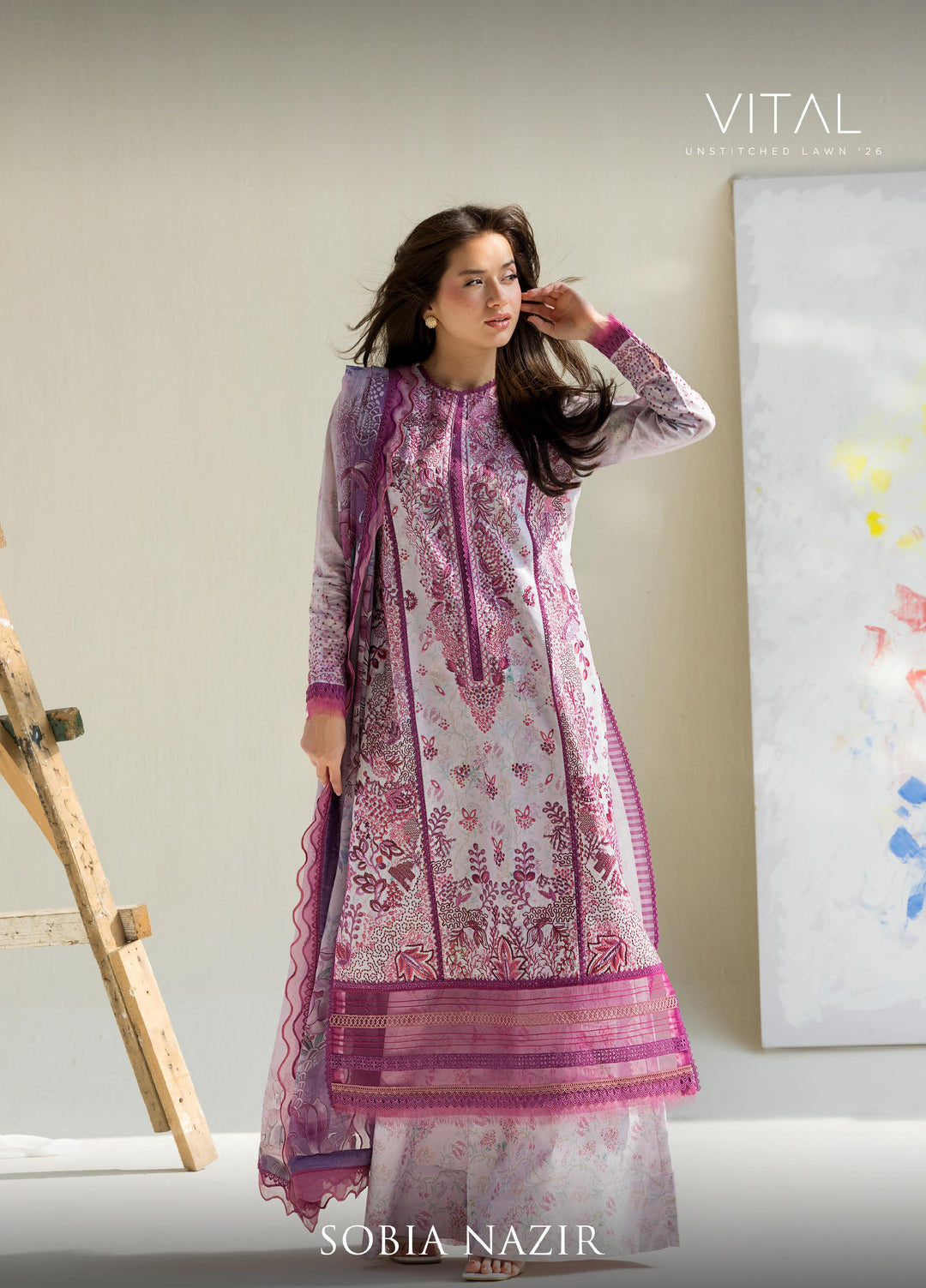 Vital by Sobia Nazir Unstitched Embroidered Lawn 3 Piece Suit SN26UVL 5A - Summer Collection