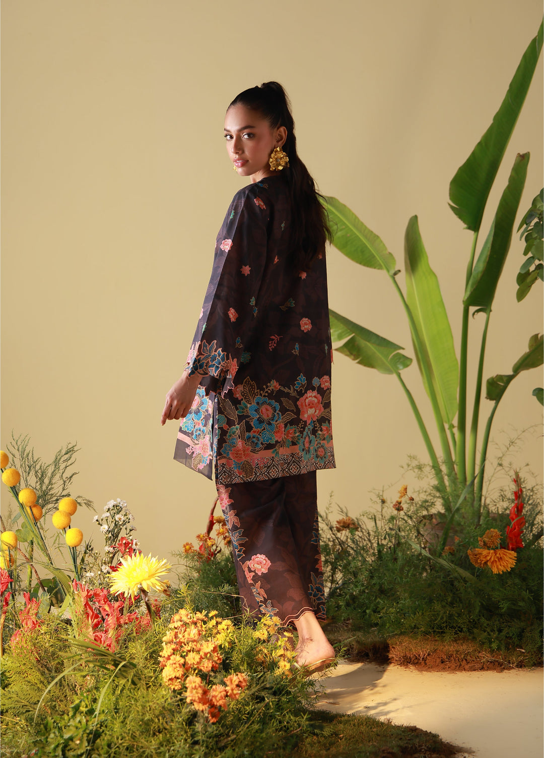 Sahar Unstitched Printed Cambric 2 Piece Suit SS1-26-30 Coffee Bloom - Summer Collection
