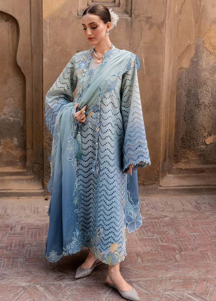 Flow by Crimson Unstitched Embroidered Lawn 3 Piece Suit CR26UFL D8 A-Ocean - Festive Collection