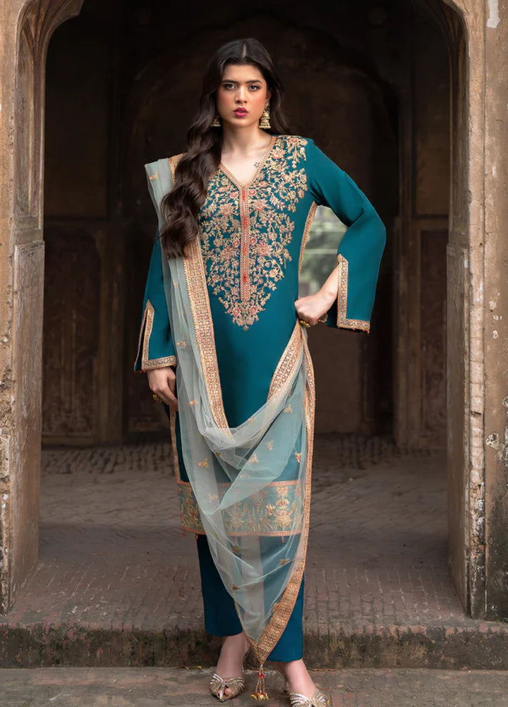 Zaria by Meeral Pret Embroidered Raw Silk 3 Piece Luxe - Festive Collection