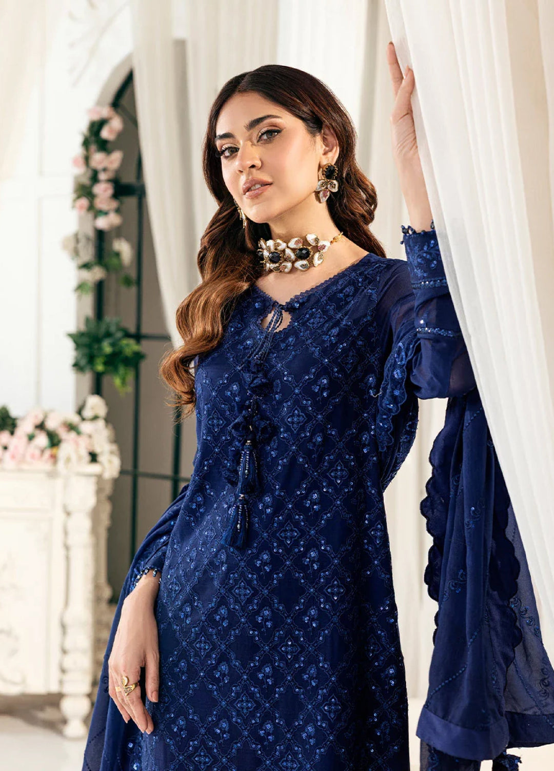 Signature by Salitex Embroidered Chiffon Suits Unstitched 3 Piece SUNS7CH042UT - Summer Collection