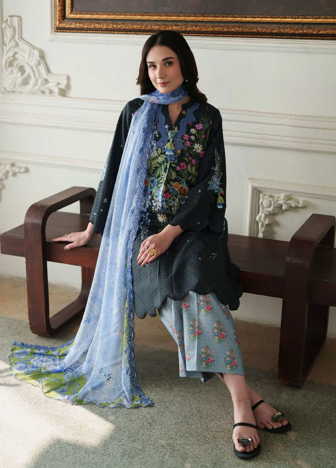 Whispered Florals by Roheenaz Unstitched Embroidered Lawn 3 Pcs Suit RNZ26UWF D-13 A MUTED ROSE - Summer