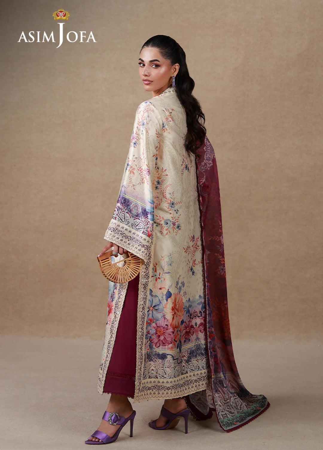 Asim Jofa Unstitched Printed Silk 3 Piece Suit AJ26UPS AJULSC-02 - Casual Collection