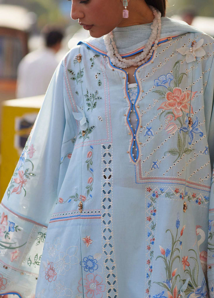 Wild Flower by Zaha Unstitched Embroidered Lawn 3 Piece Suit ZK26UWL ZF26-10 Forget Me Not Breeze - Festive Collection